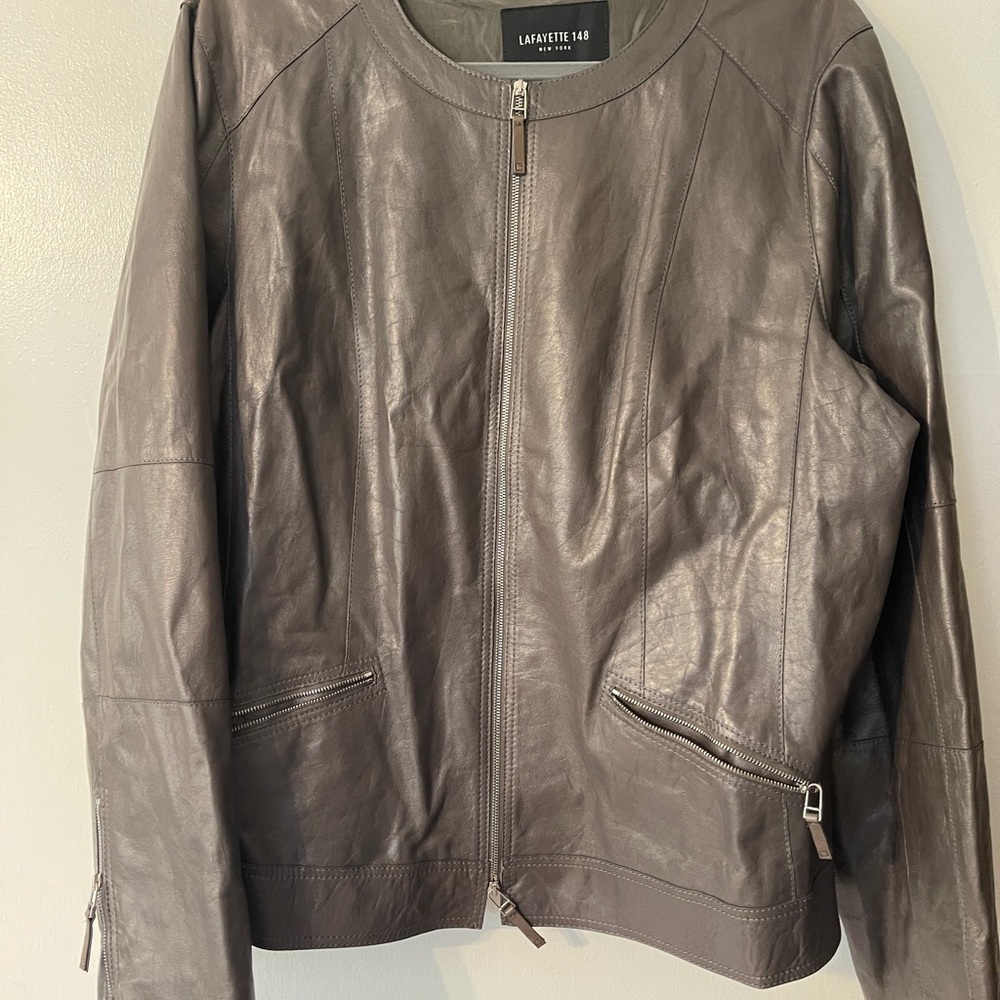 Women’s Gray Buttery Soft Leather Jacket - Picture 4 of 5